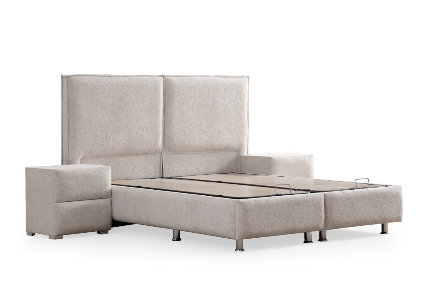 LIT COFFRE MAYA BLANC CASSE EN TISSUS CHENILLE