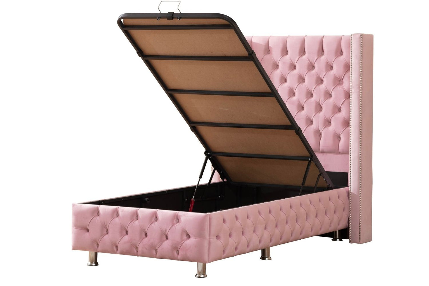 LIT COFFRE CLOUTÉ 1 PLACE ROSE