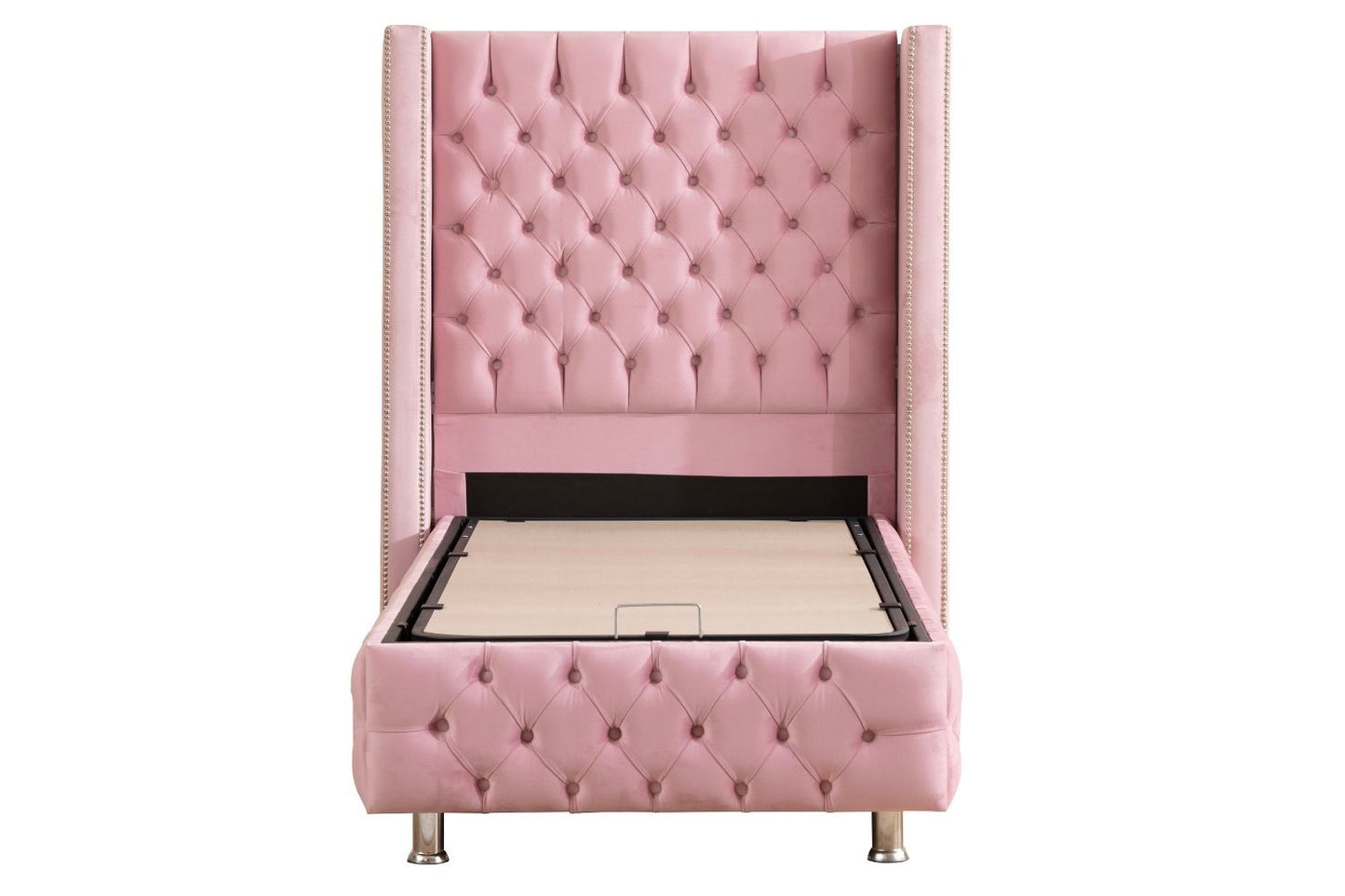 LIT COFFRE CLOUTÉ 1 PLACE ROSE