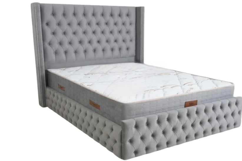 Cadre De Lit Clouté Gris