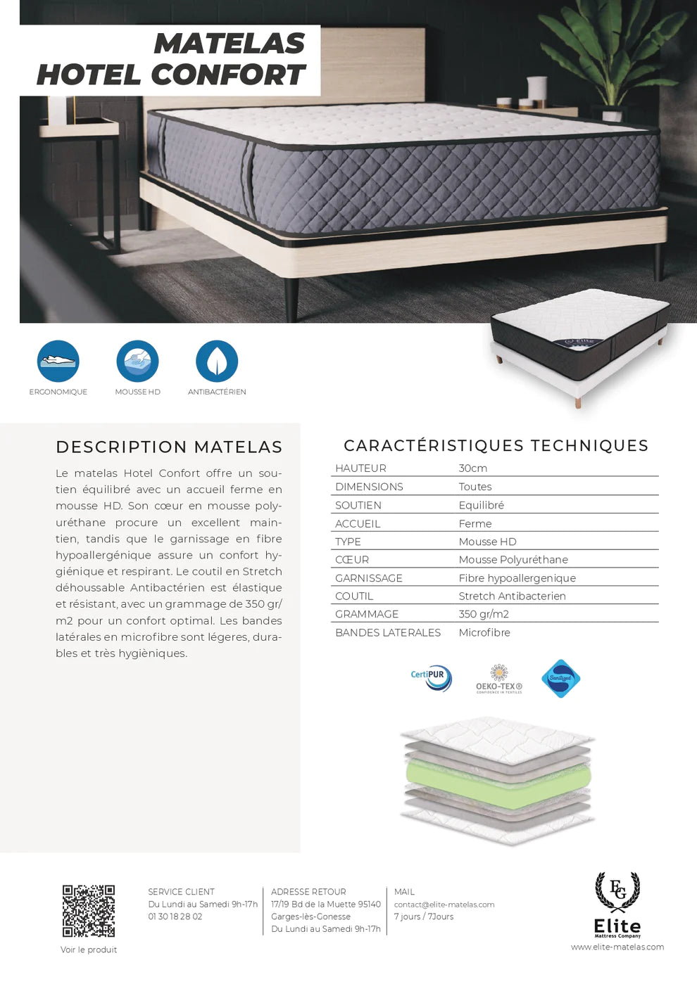 Matelas Elite 30cm d'Epaisseur Ferme HAUT DE GAMME
