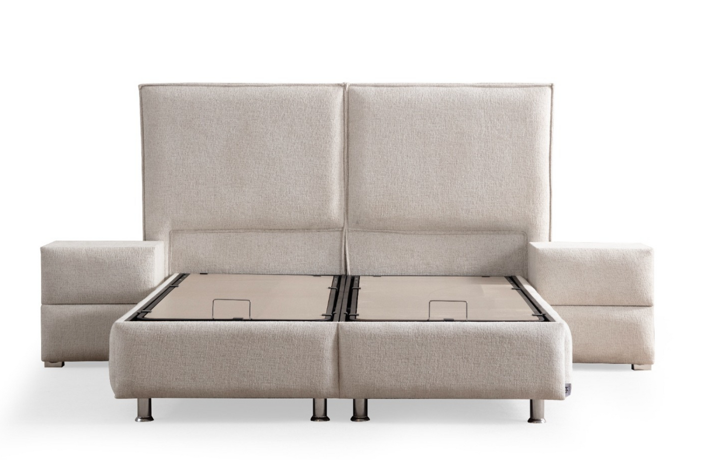 LIT COFFRE MAYA BLANC CASSE EN TISSUS CHENILLE