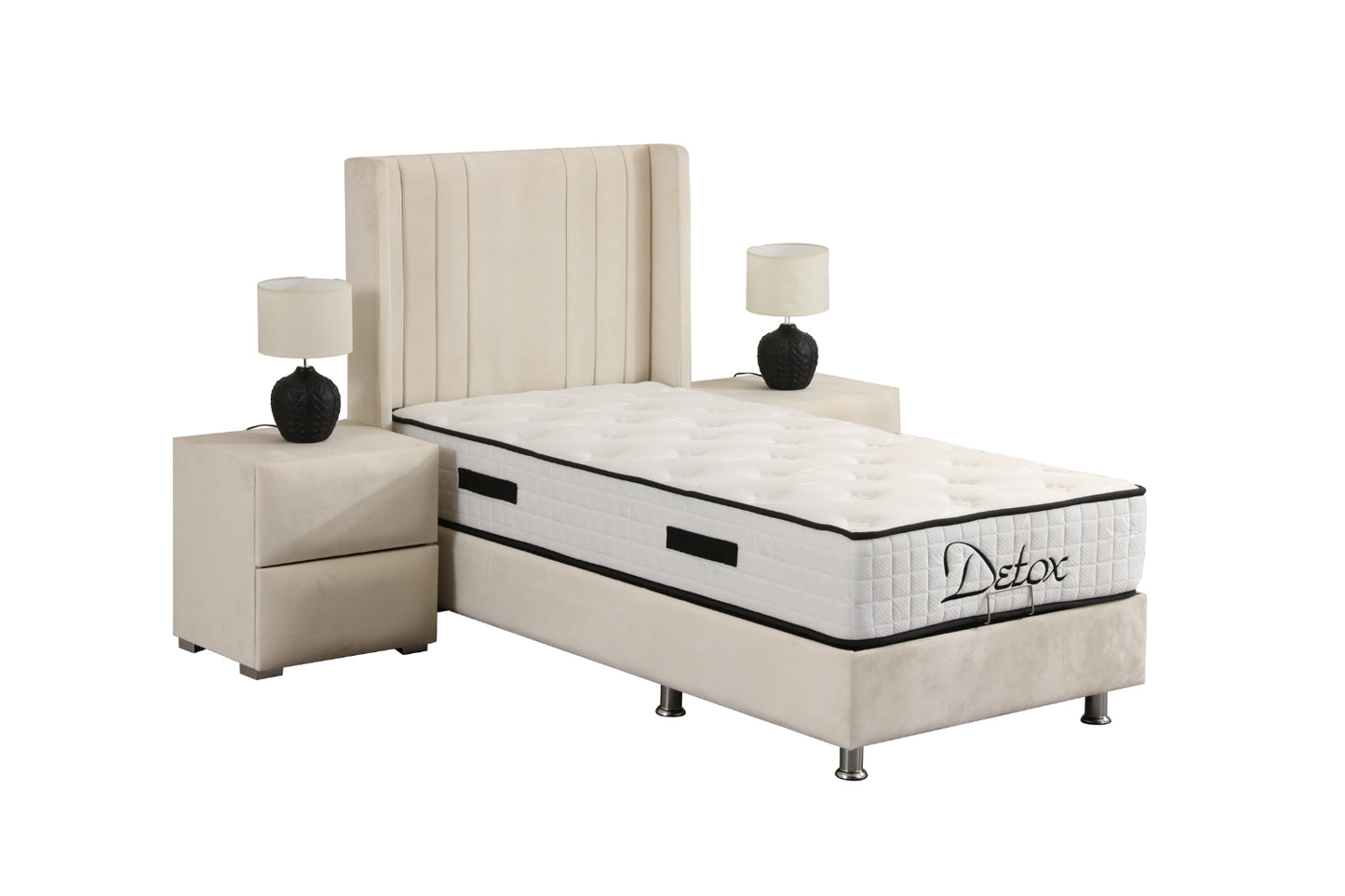Lit Coffre Enfant alma BLANC CASSE - Velours