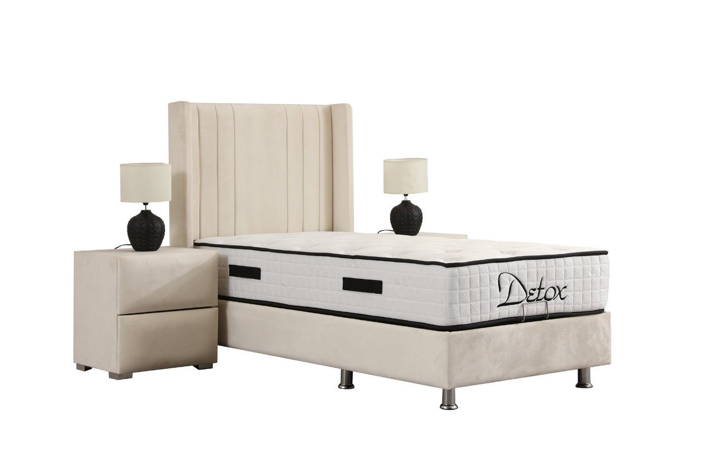 Lit Coffre Enfant alma BLANC CASSE - Velours
