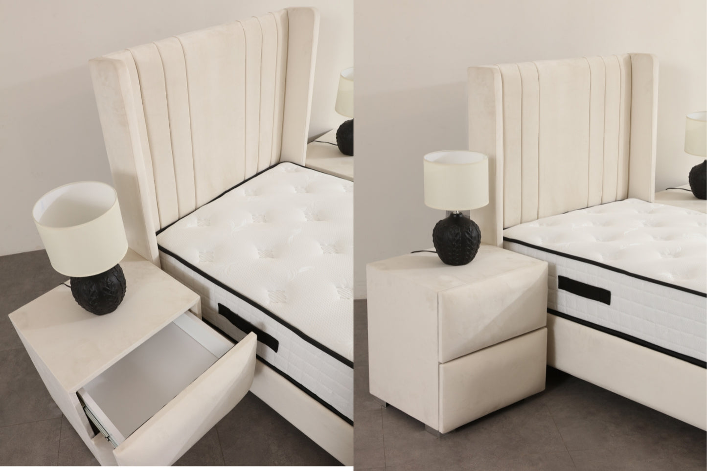Lit Coffre Enfant alma BLANC CASSE - Velours