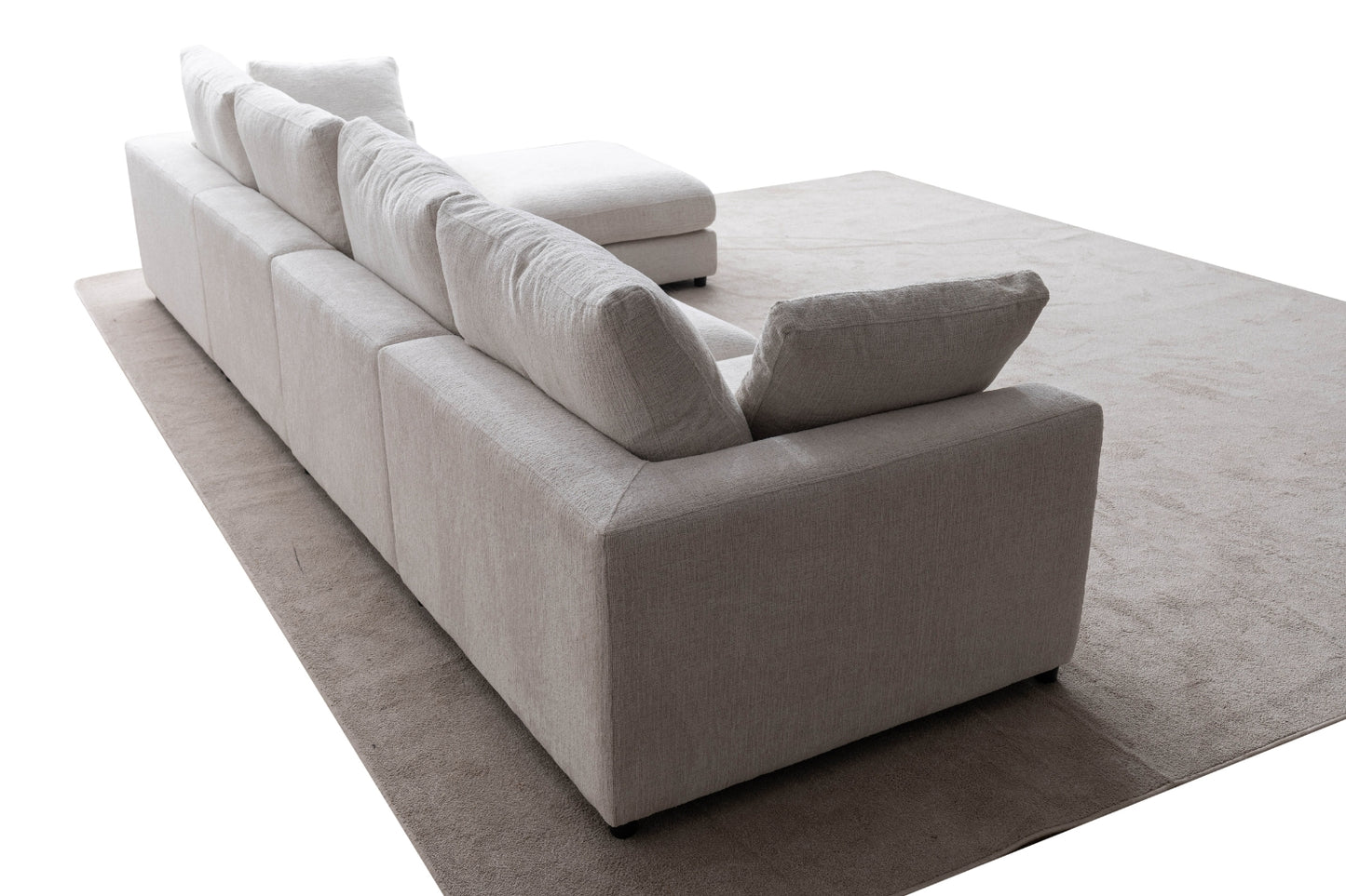 Canapé Julia Modulable Chenille Blanc cassé 4+1 Pouf