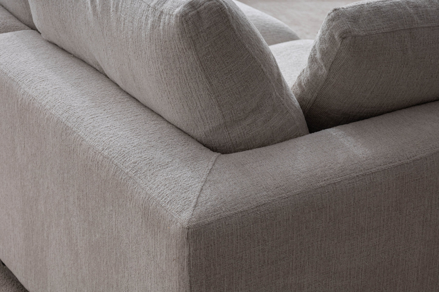 Canapé Julia Modulable Chenille Blanc cassé 4+1 Pouf