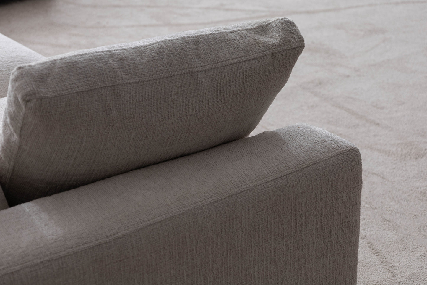 Canapé Julia Modulable Chenille Blanc cassé 4+1 Pouf