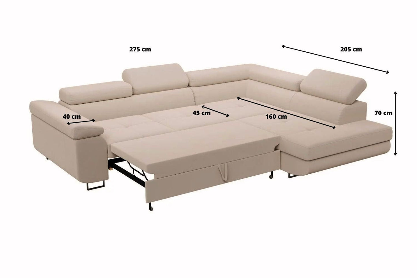 Canapé D'angle convertible Tony en velours Gris