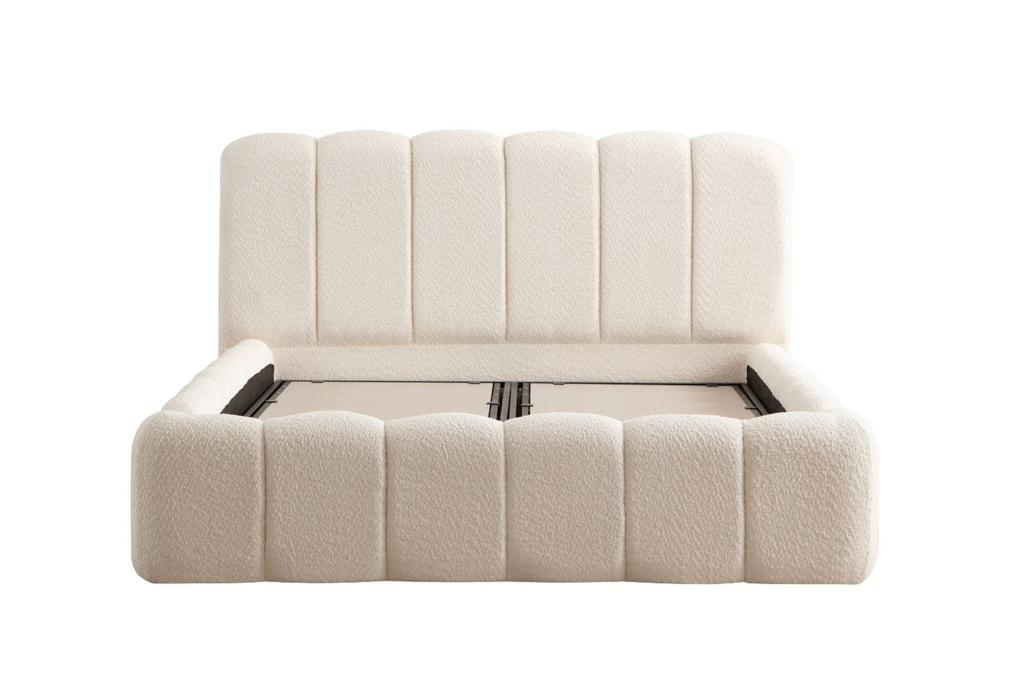 LIT COFFRE ALYA EN TISSUS CHENILLE BLANC
