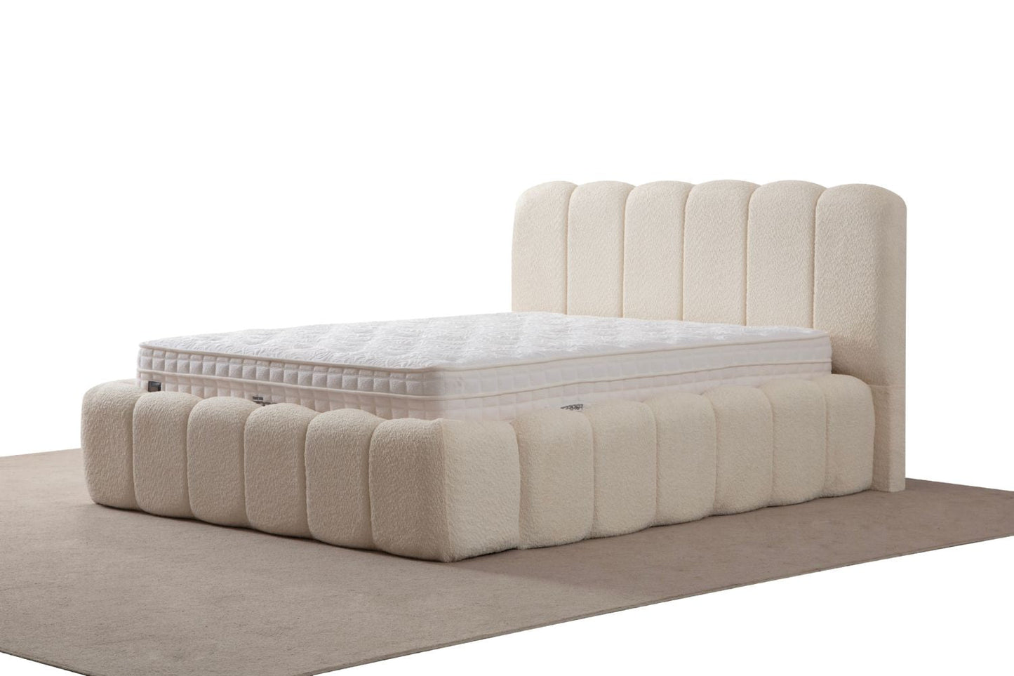 LIT COFFRE ALYA EN TISSUS CHENILLE BLANC