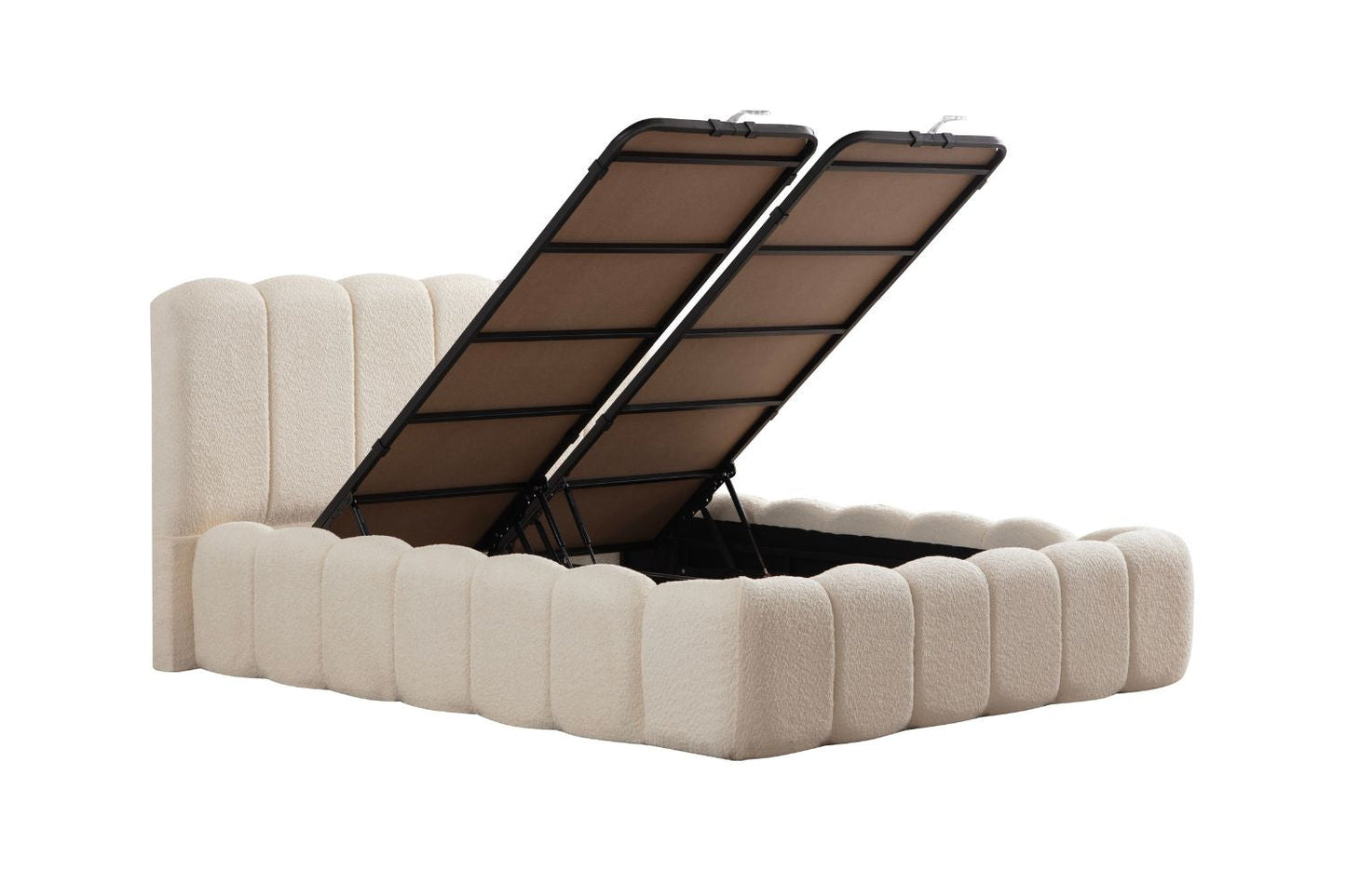 LIT COFFRE ALYA EN TISSUS CHENILLE BLANC
