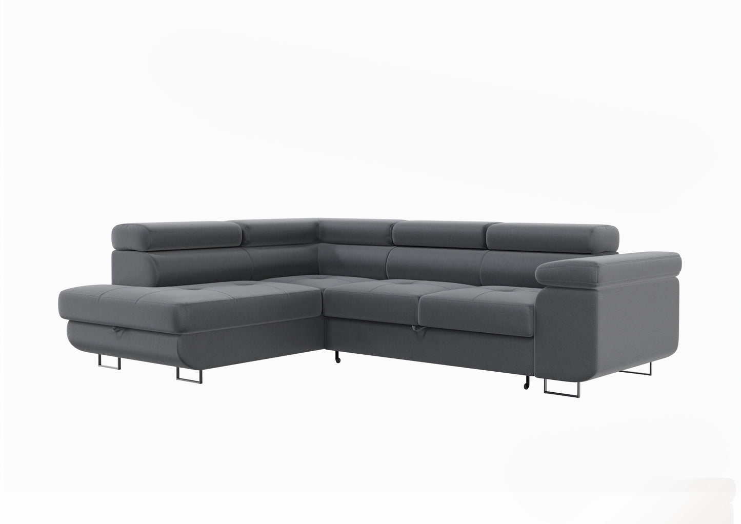 Canapé D'angle convertible Tony en velours Gris