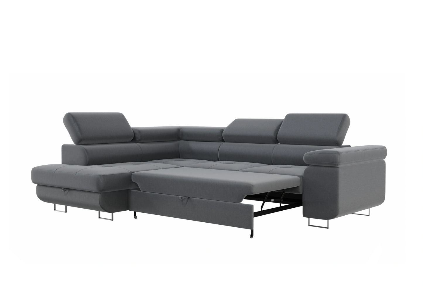 Canapé D'angle convertible Tony en velours Gris