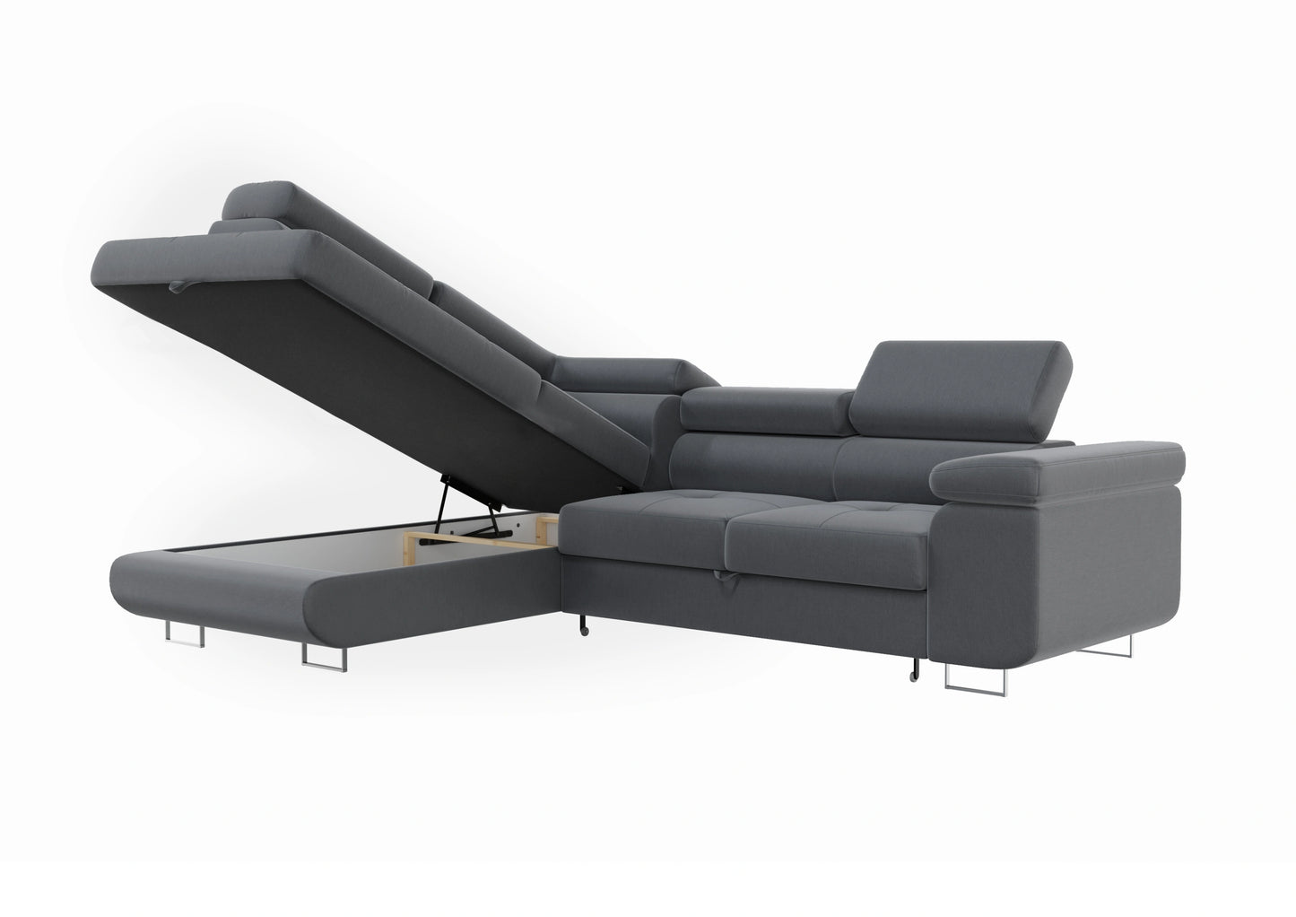 Canapé D'angle convertible Tony en velours Gris