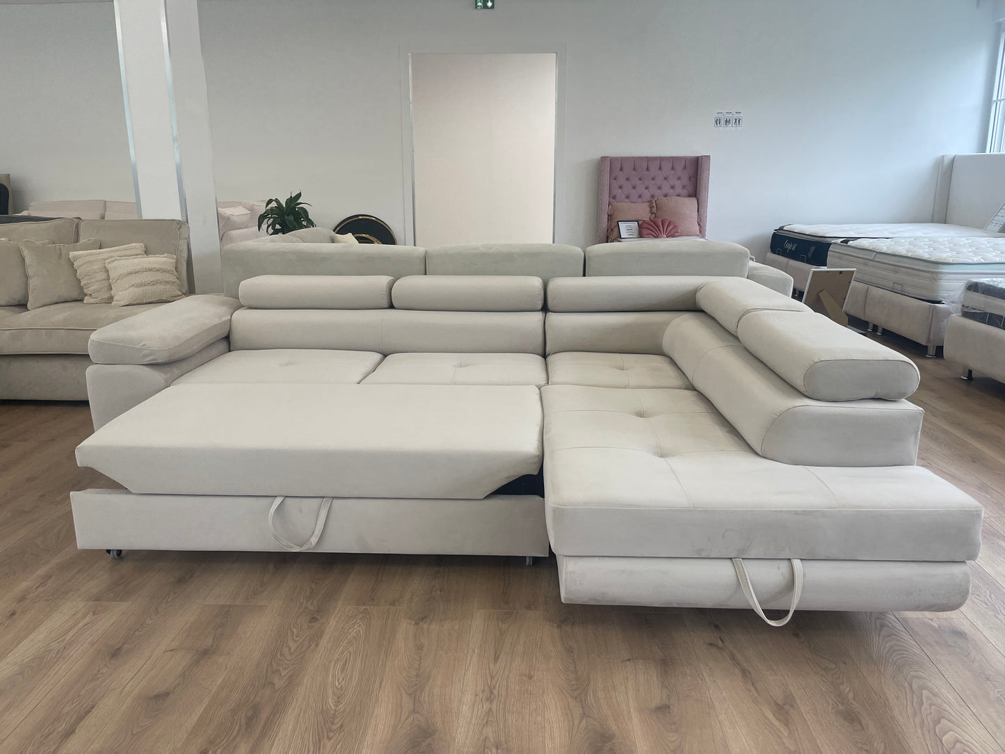 Canapé D'angle convertible Tony en velours Beige
