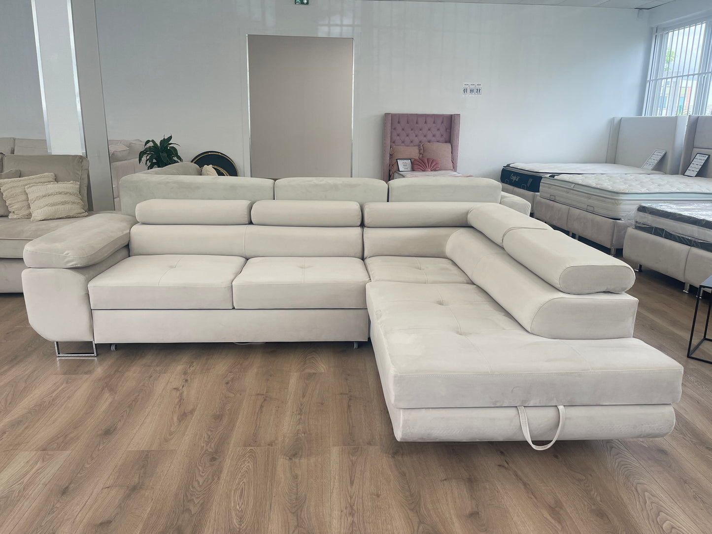 Canapé D'angle convertible Tony en velours Beige