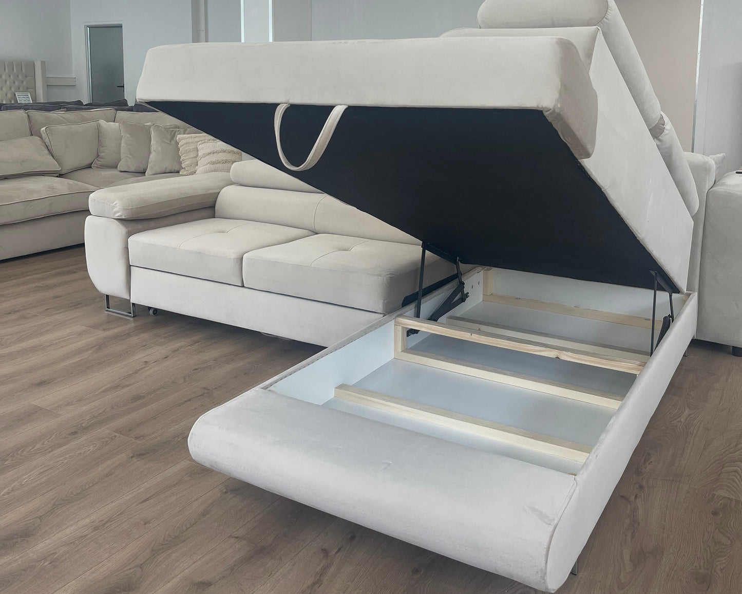 Canapé D'angle convertible Tony en velours Beige