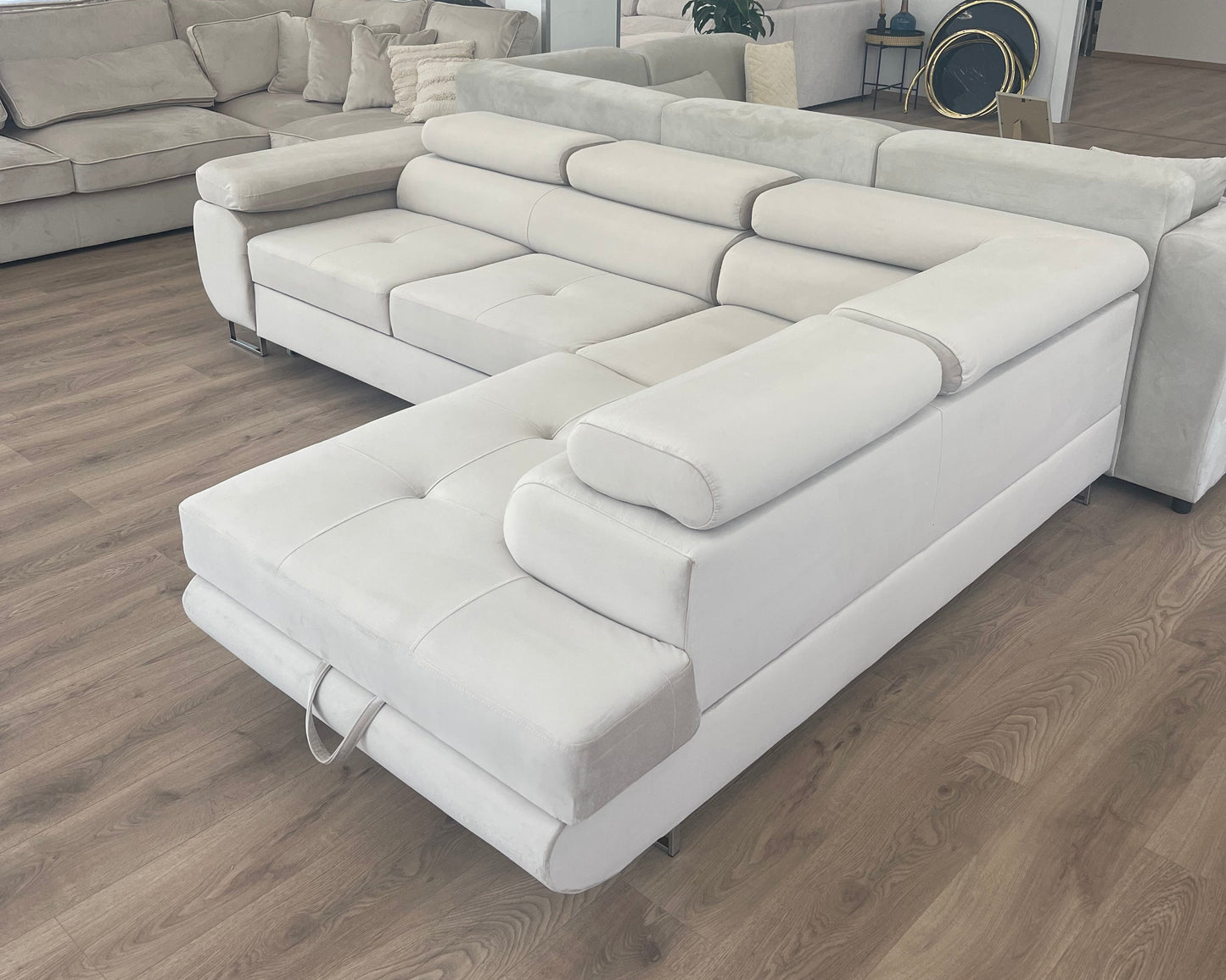 Canapé D'angle convertible Tony en velours Beige