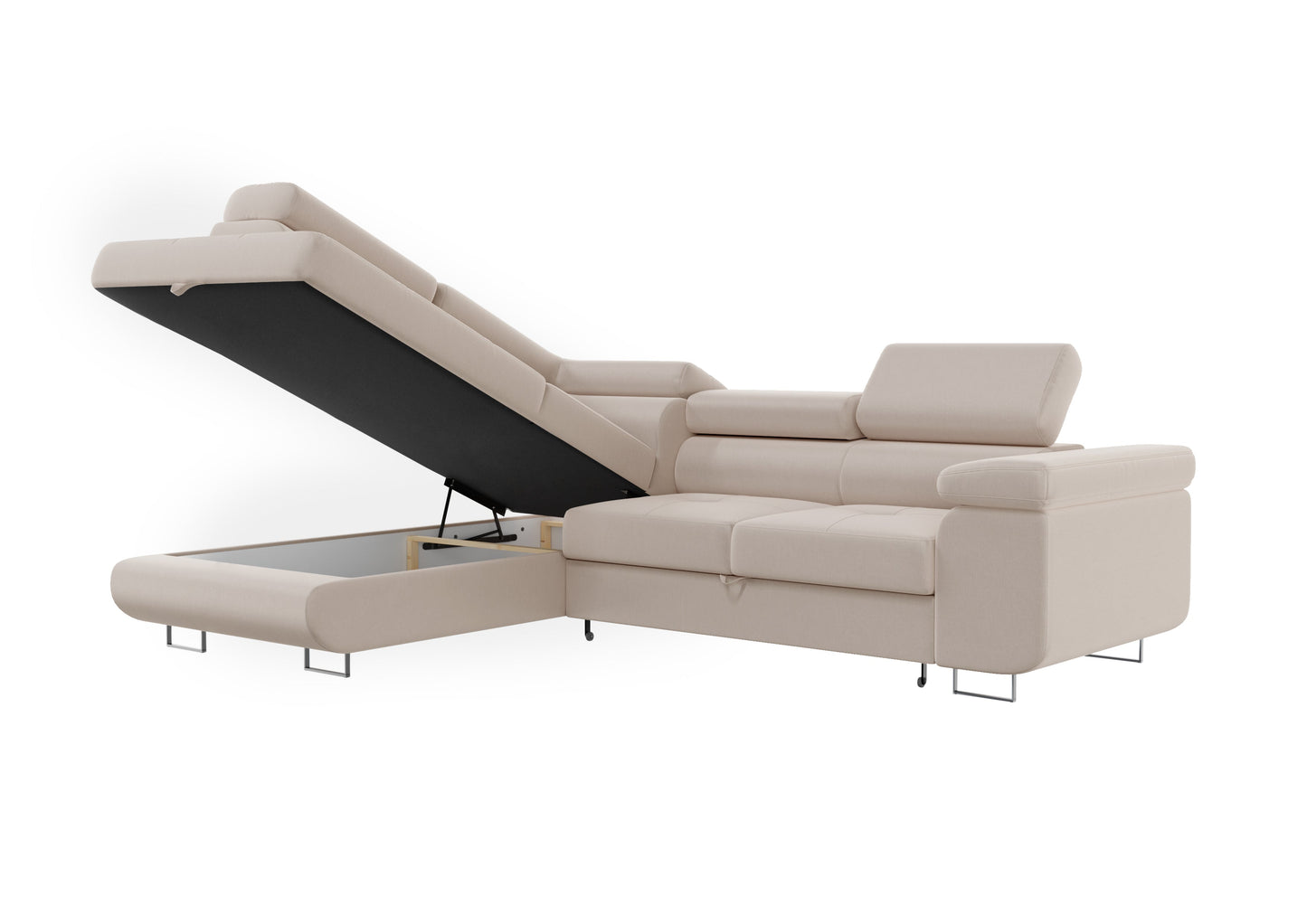 Canapé D'angle convertible Tony en velours Beige