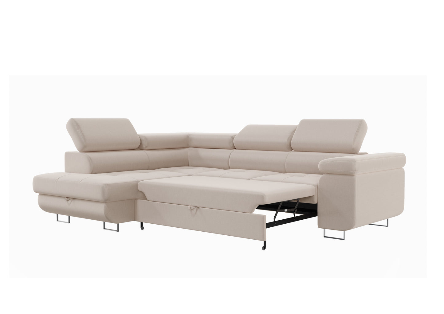 Canapé D'angle convertible Tony en velours Beige