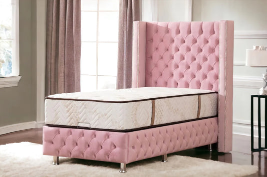 LIT COFFRE CLOUTÉ 1 PLACE ROSE