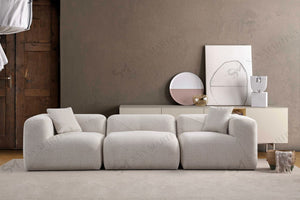 Canapé D'angle Modulaire En Velours Côtelé - Canapé Nuage Forme L Avec Repose-pieds - Gris, 3 Places