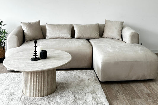 Canapé d'Angle Ela Velours Beige