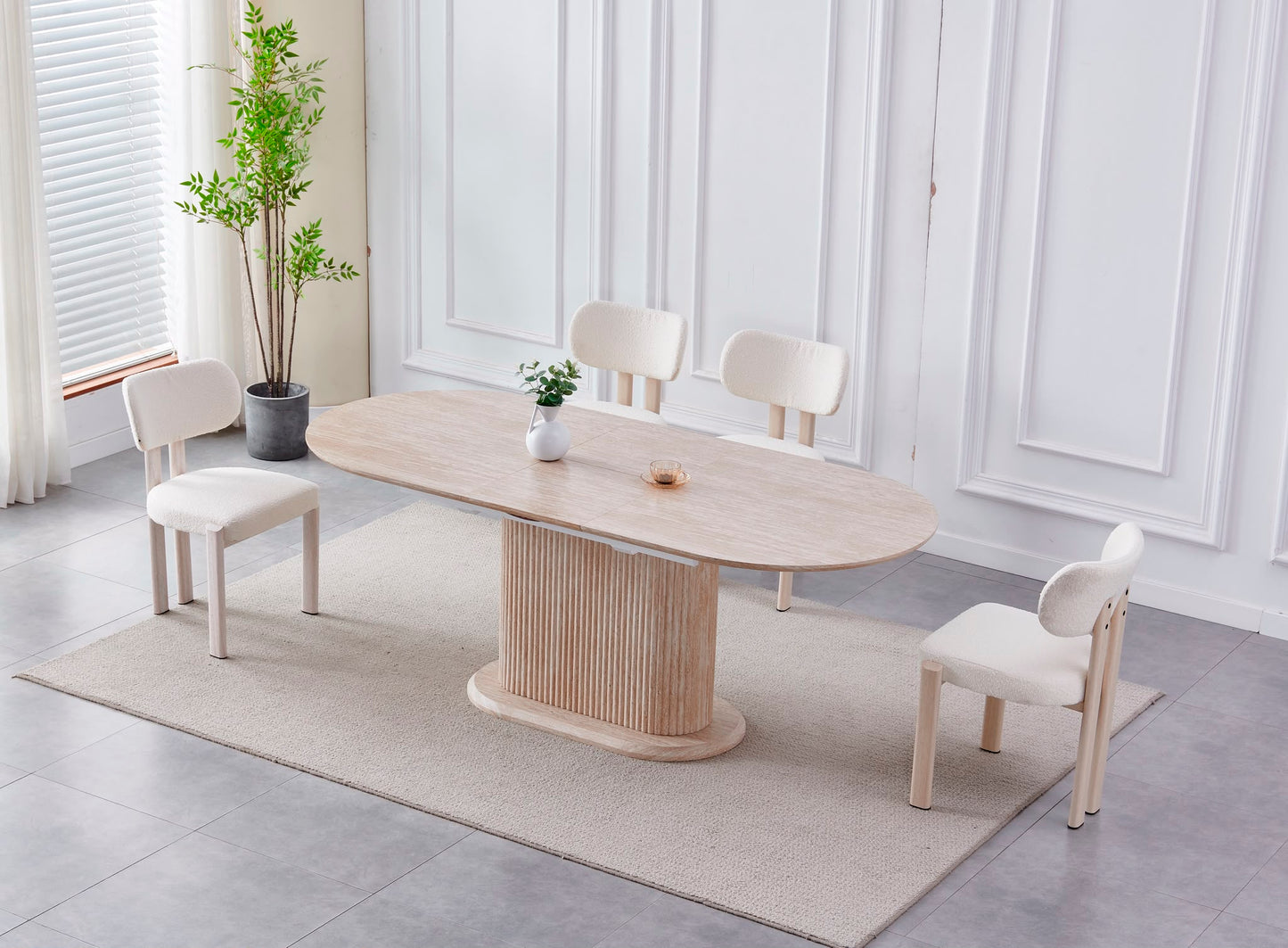 Table a manger rallonge Vanessa Travertin