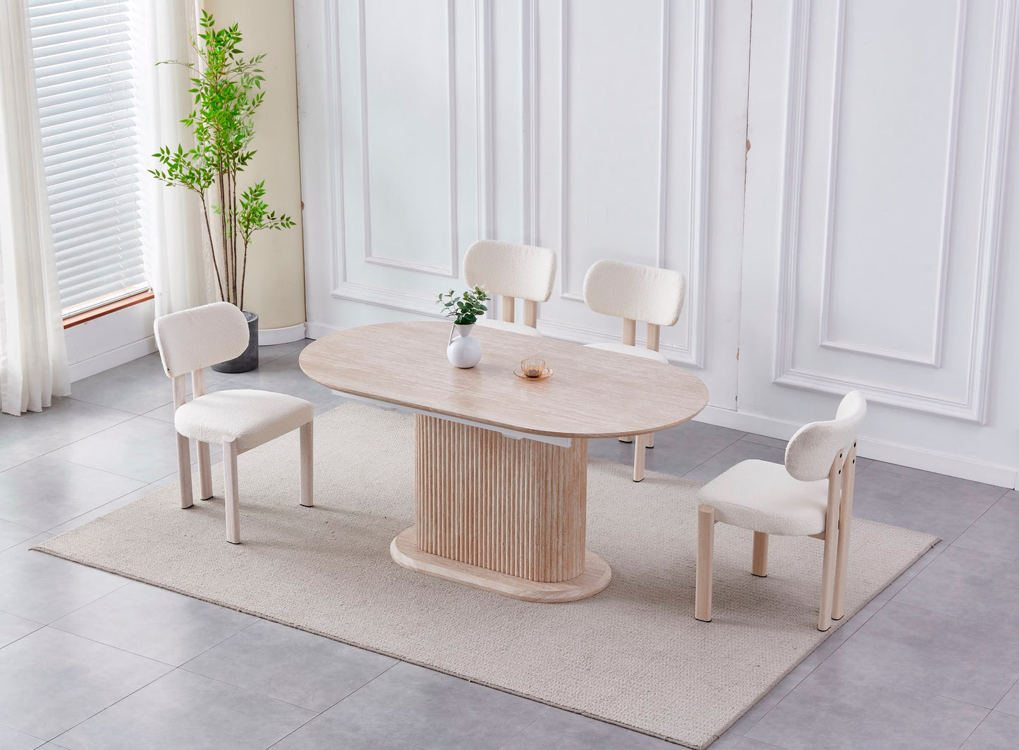 Table a manger rallonge Vanessa Travertin