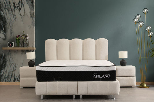 LIT COFFRE EVA BLANC CASSE EN TISSUS CHENILLE