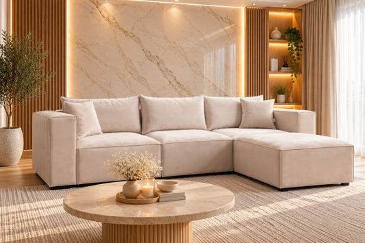 Canapé Elégance Velours Modulable 3+1 Pouf
