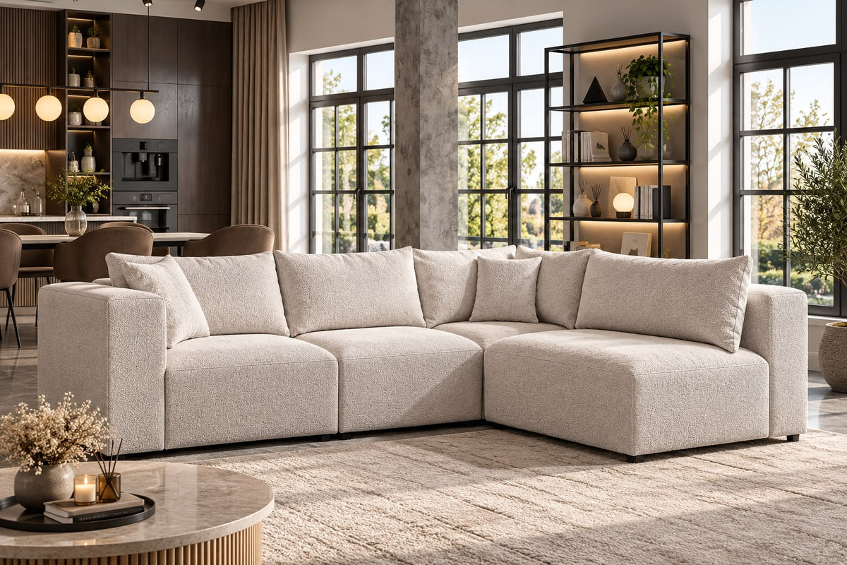 Canapé Azra Modulable Chenille Blanc cassé