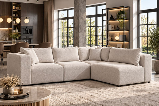 Canapé Azra Modulable Chenille Blanc cassé